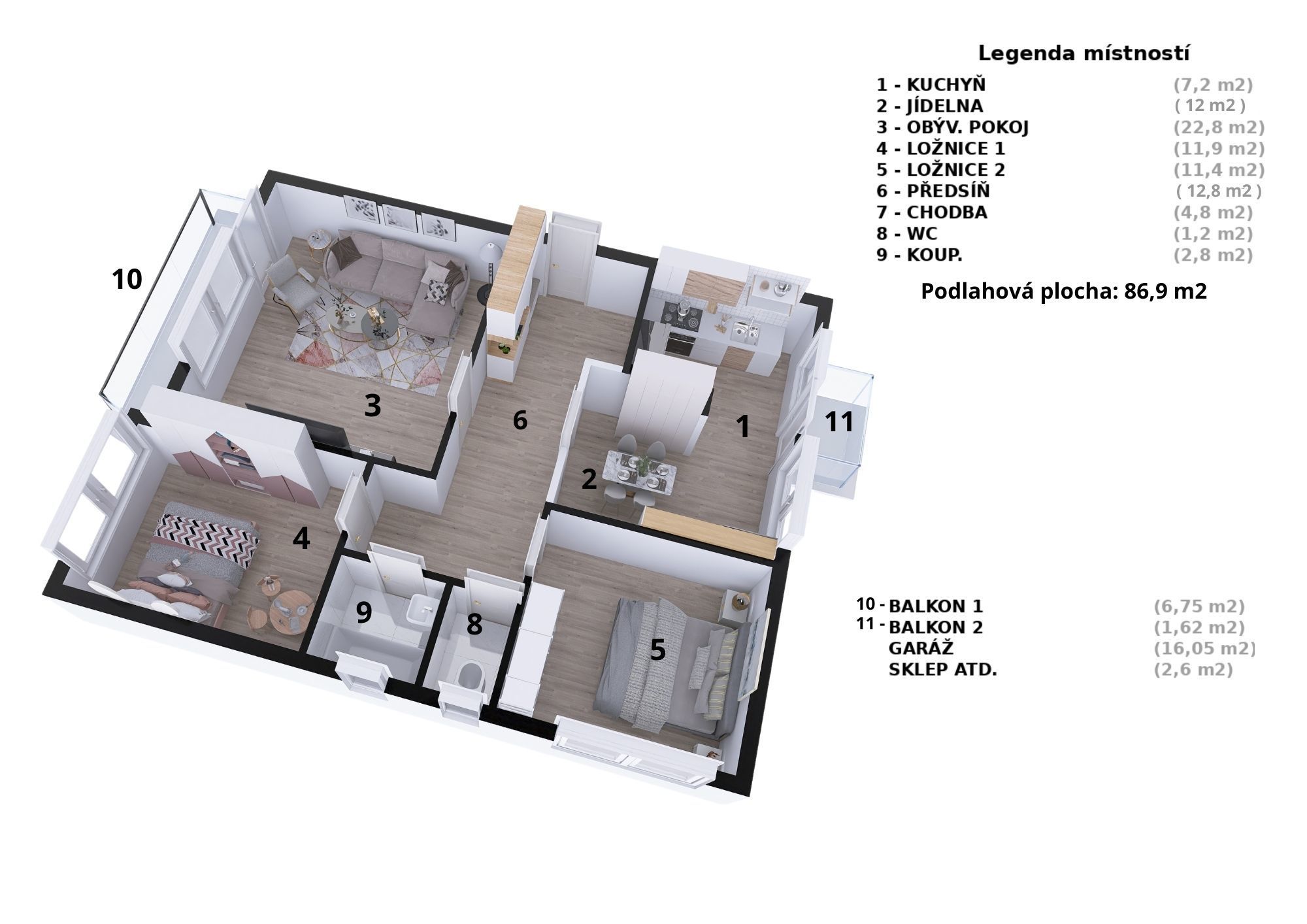 Cihlový byt 3+1 s garáží, Olomouc, ulice Zamykalova - obrázek č.18